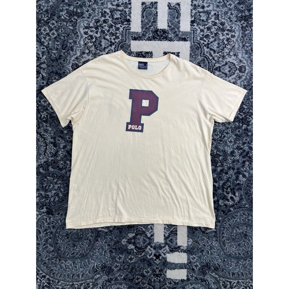 Vintage Polo Ralph Lauren P Logo Graphic T-shirt Men Size XL  90s Single Stitch